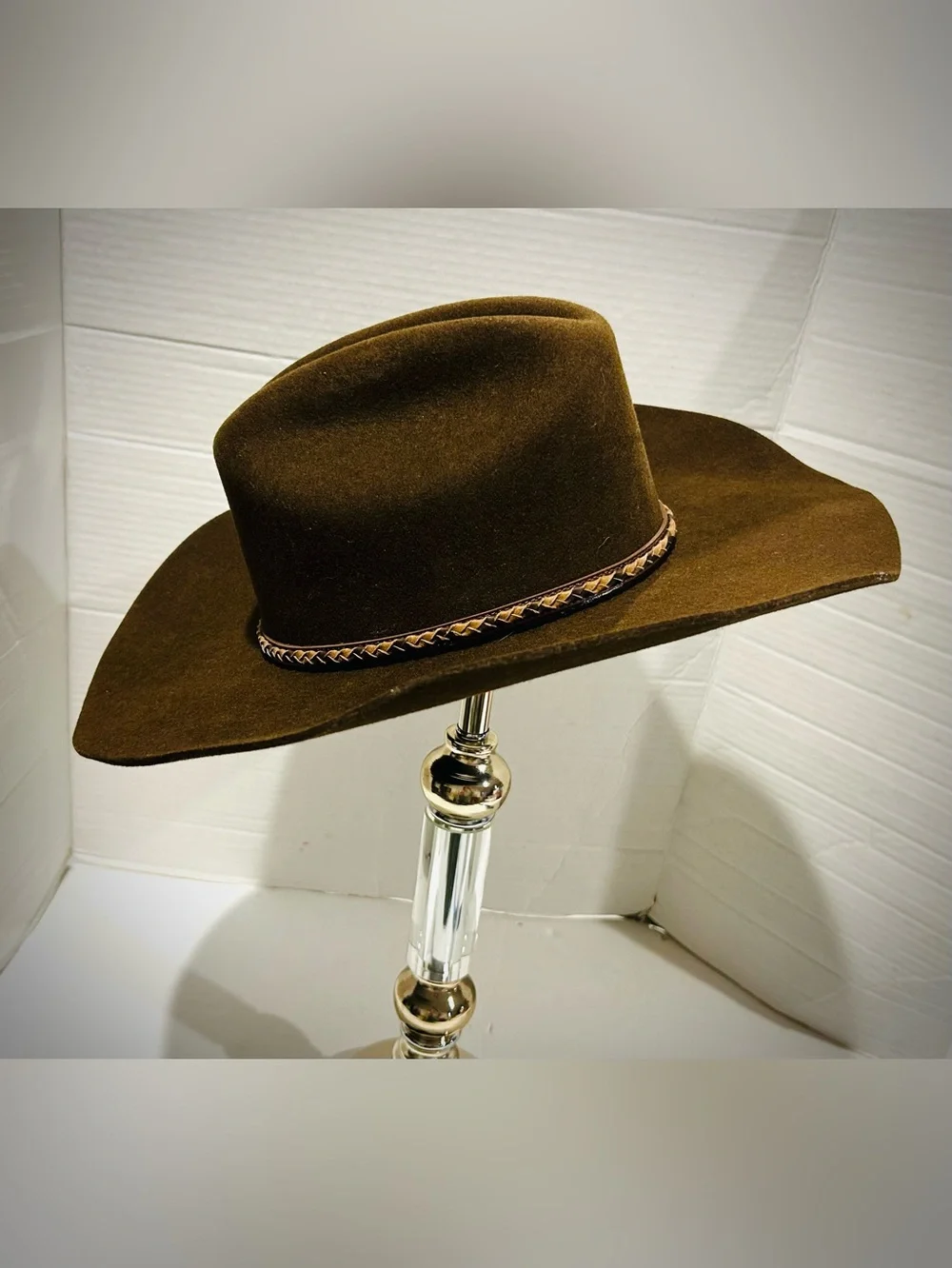 Justin XX 100% Wool Brown Cowboy Hat Milano‎ Hat Co Rodeo Rockabilly Cow Punk